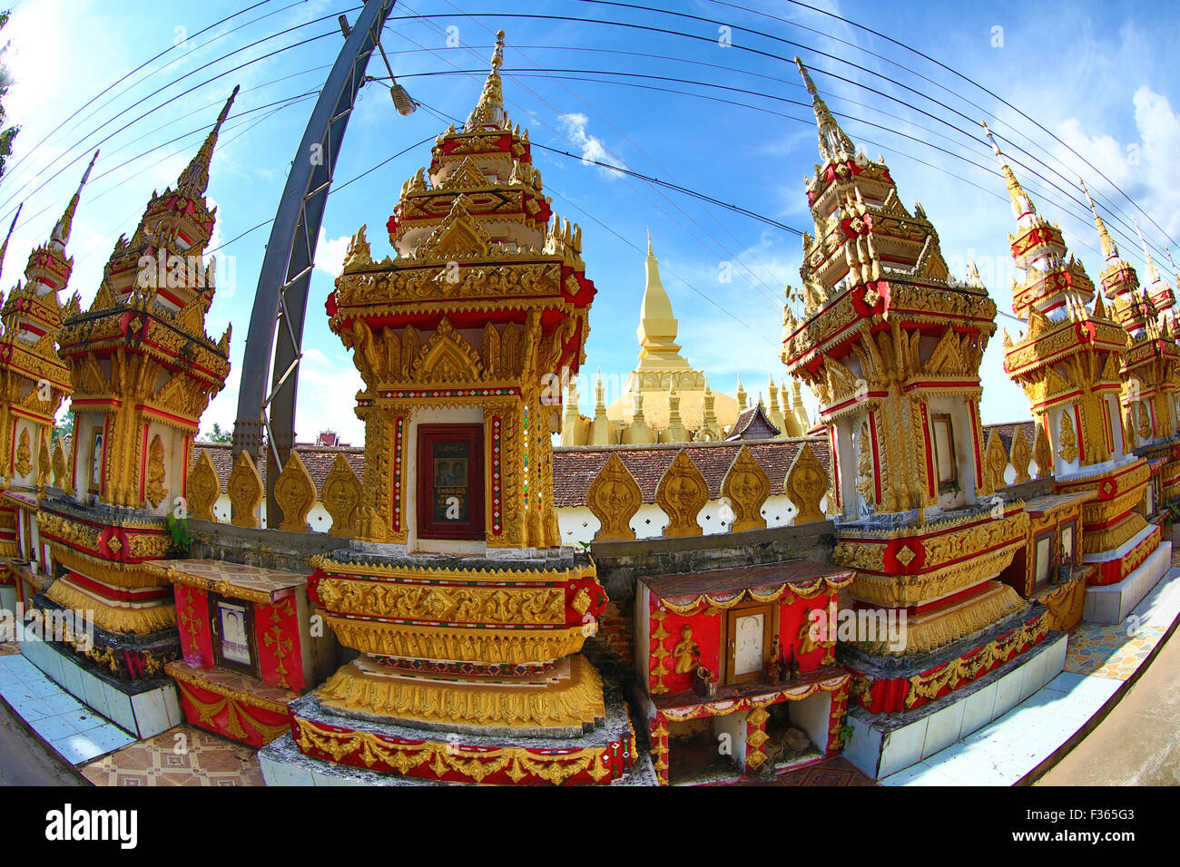 Grave markers near Wat That Luang Temple, Vientiane, Laos Stock Photo