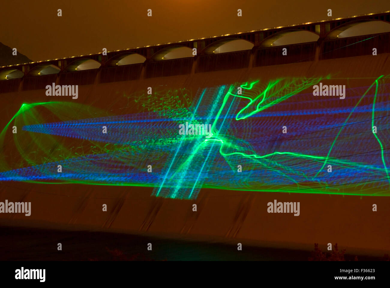 Laser show on Coulee Dam, Lake Roosevelt National Recreation Area