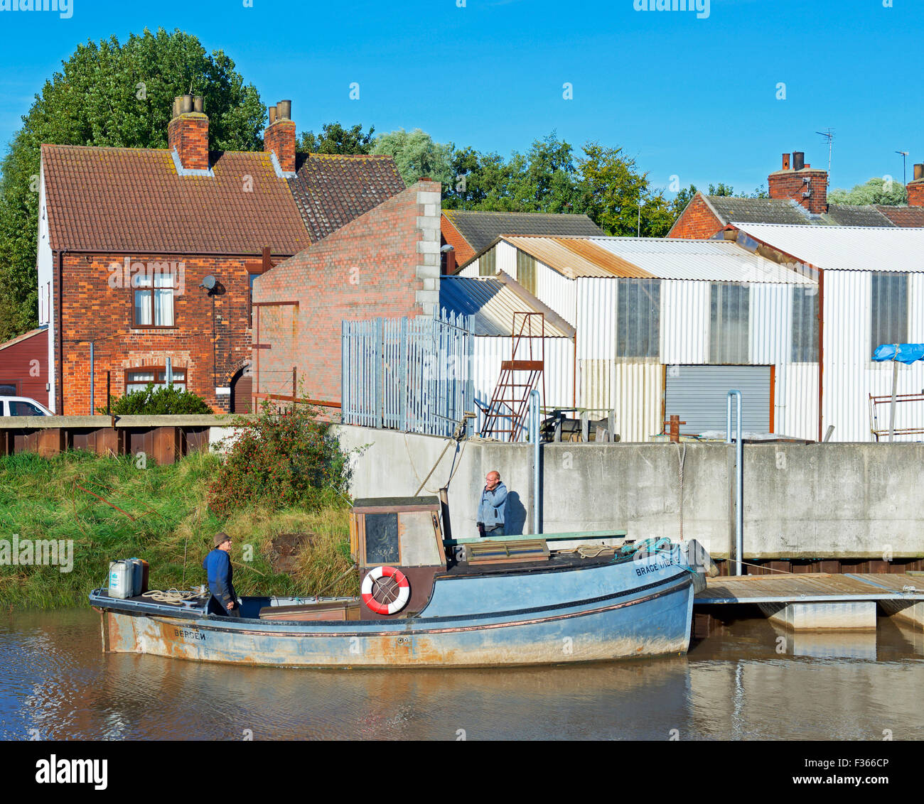 Boat moored at Barton Haven Boatyard, Barton upon Humber, North Lincolnshire, England UK Stock Photo