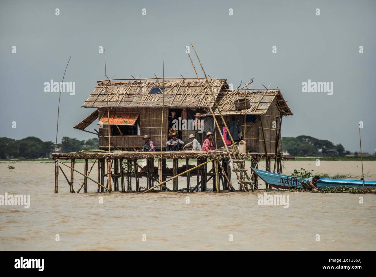 Stilt house in village near Pathein in Myanmar's Irrawaddy delta Stock