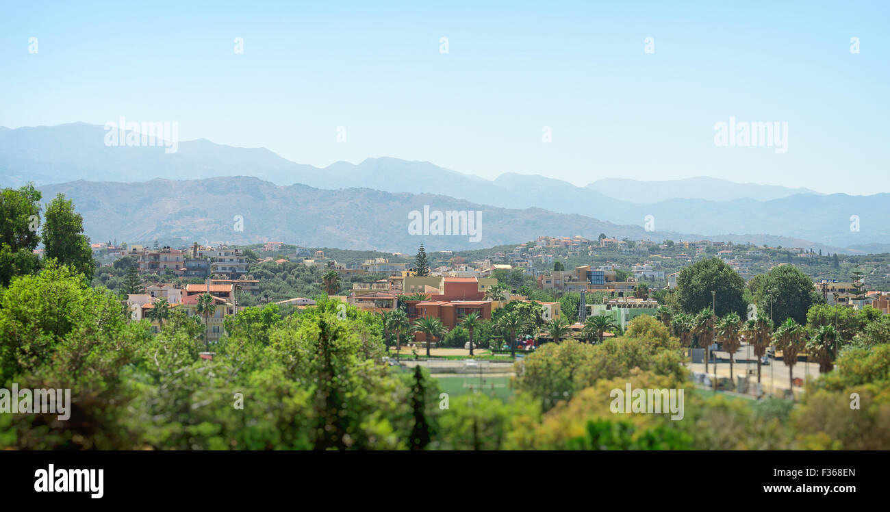 Aerial view of the town and mountains Stock Photo - Alamy