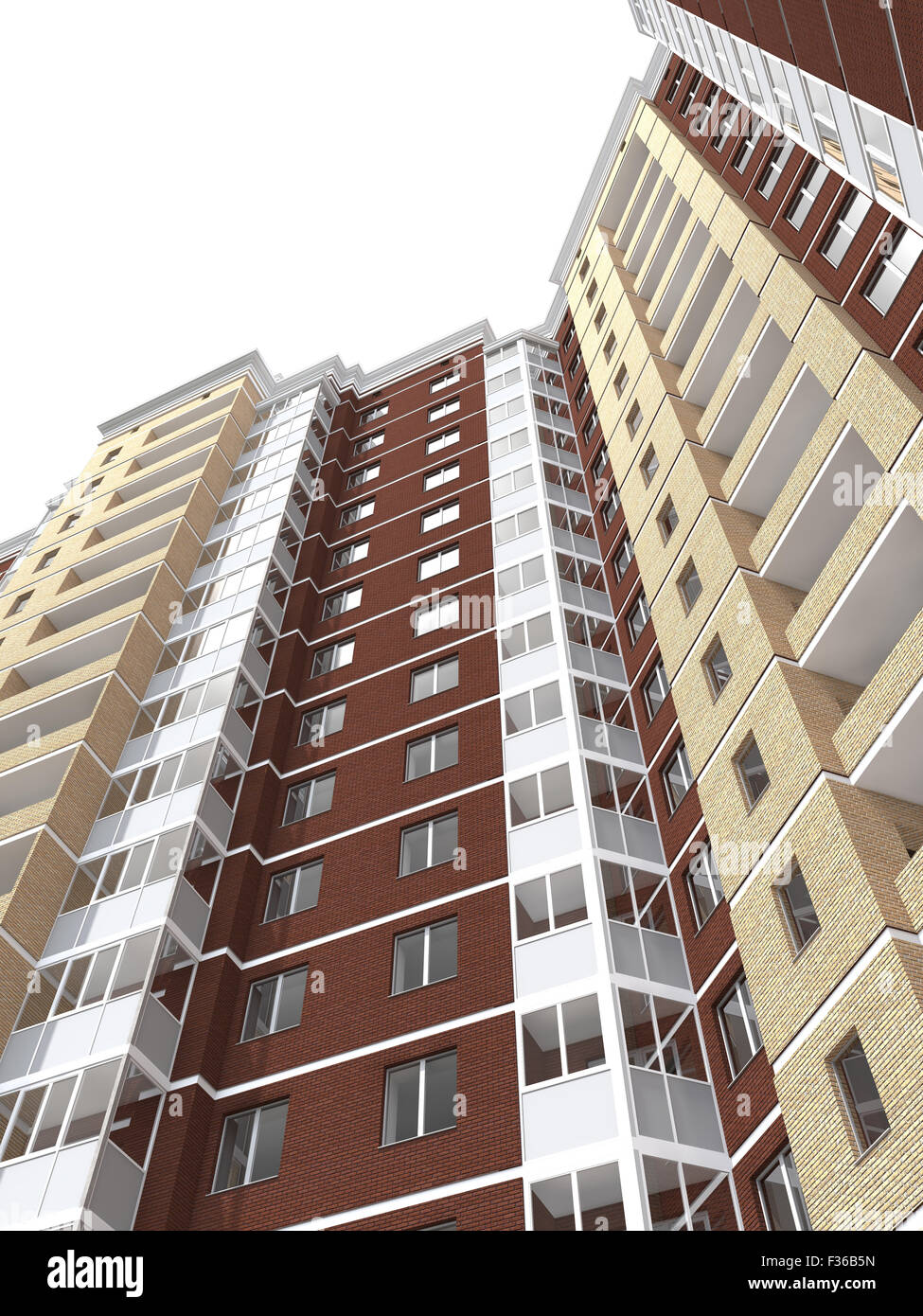 3d rendering of modern multi-storey residential building isolated on ...