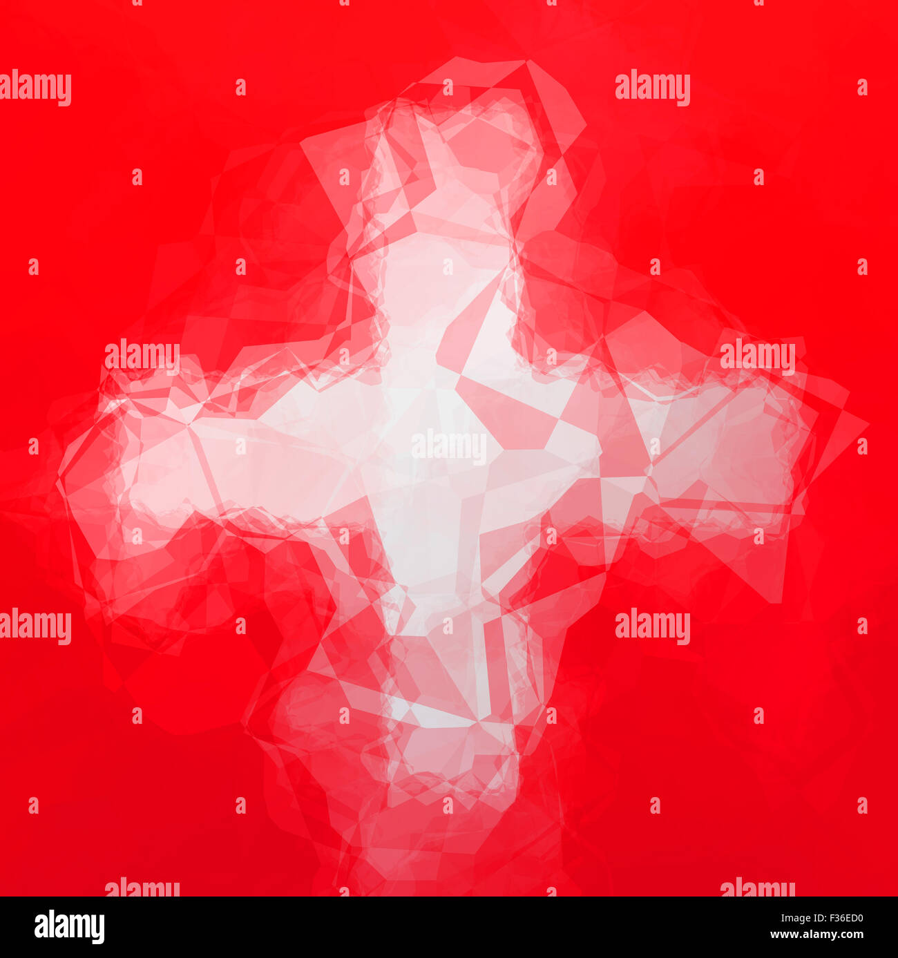 Swiss flag - triangular polygonal pattern Stock Photo