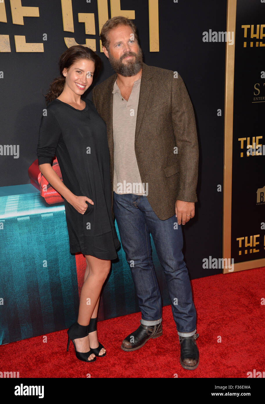 LOS ANGELES, CA - JULY 30, 2015: David Denman & wife Mercedes Mason at the world premiere of his movie 'The Gift' at the Regal Cinemas LA Live. Stock Photo
