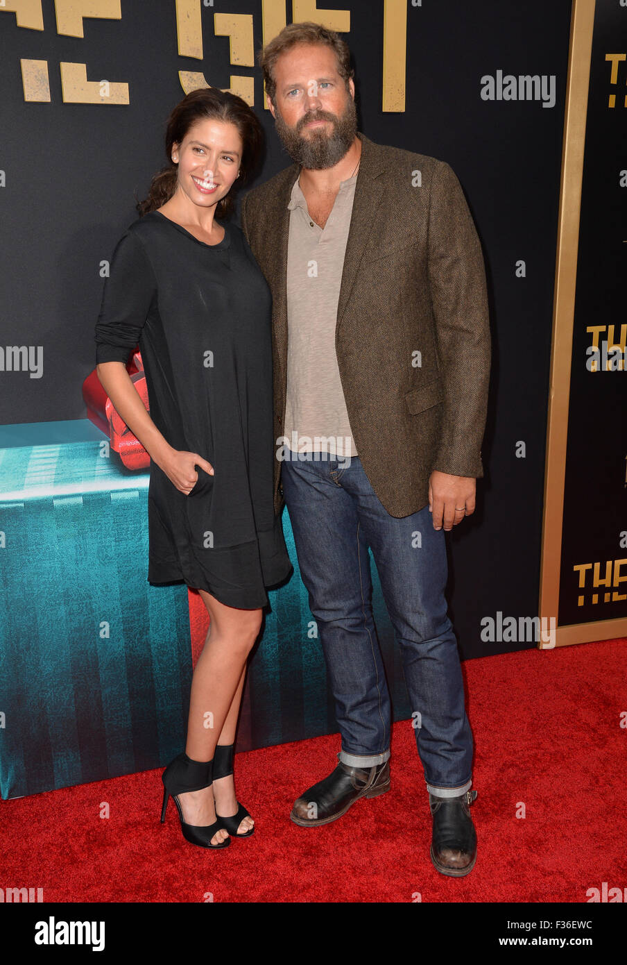 LOS ANGELES, CA - JULY 30, 2015: David Denman & wife Mercedes Mason at the world premiere of his movie 'The Gift' at the Regal Cinemas LA Live. Stock Photo