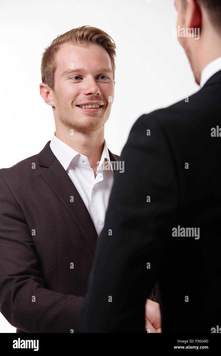 two businessmen at a meeting close-up portrait Stock Photo - Alamy