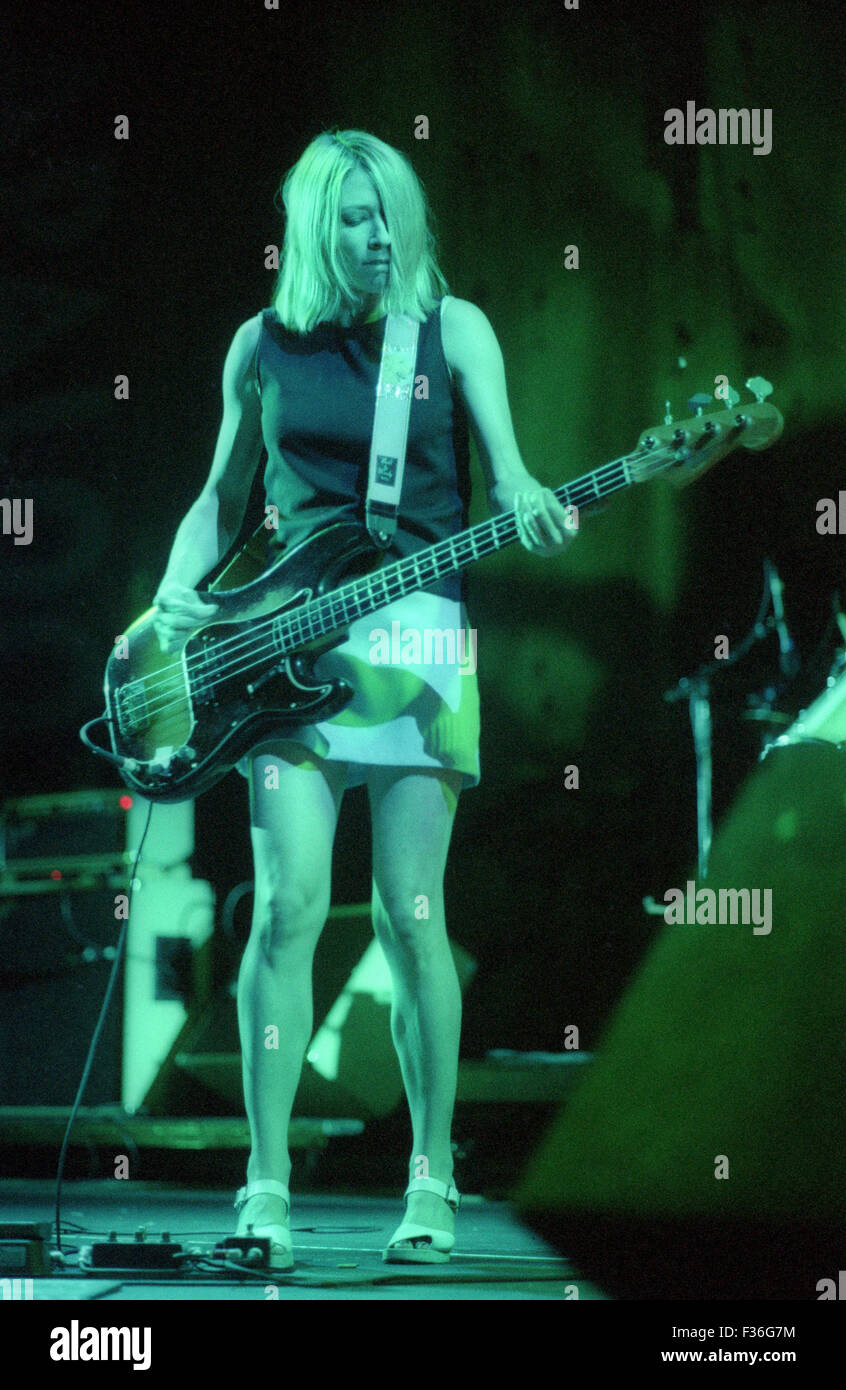 Kim Gordon, of Sonic Youth, performs during the 1995 Lollapalooza