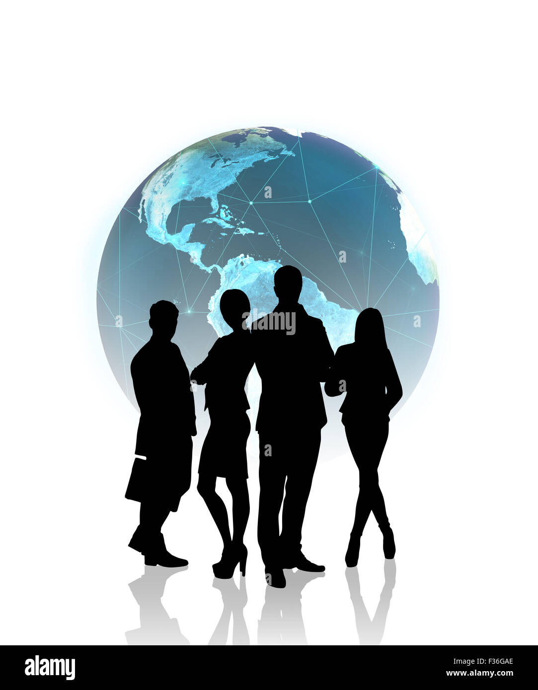 People silhouettes in front of the globe Stock Photo - Alamy