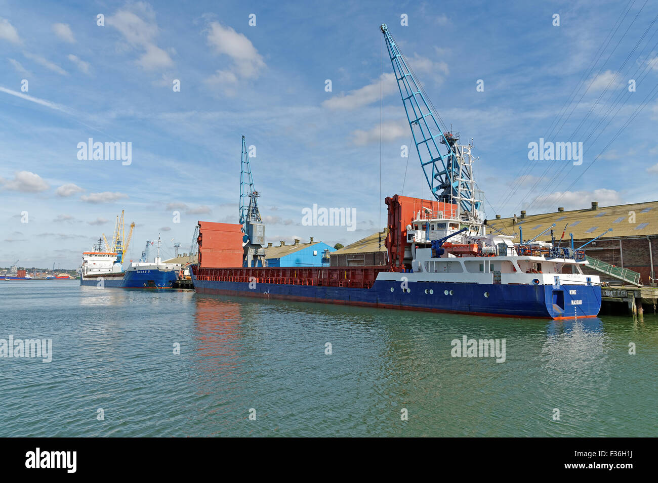 The bulk carrier Kine loading at Cliff Quay dock on tthe River Orwell,Ipswich,UK Stock Photo