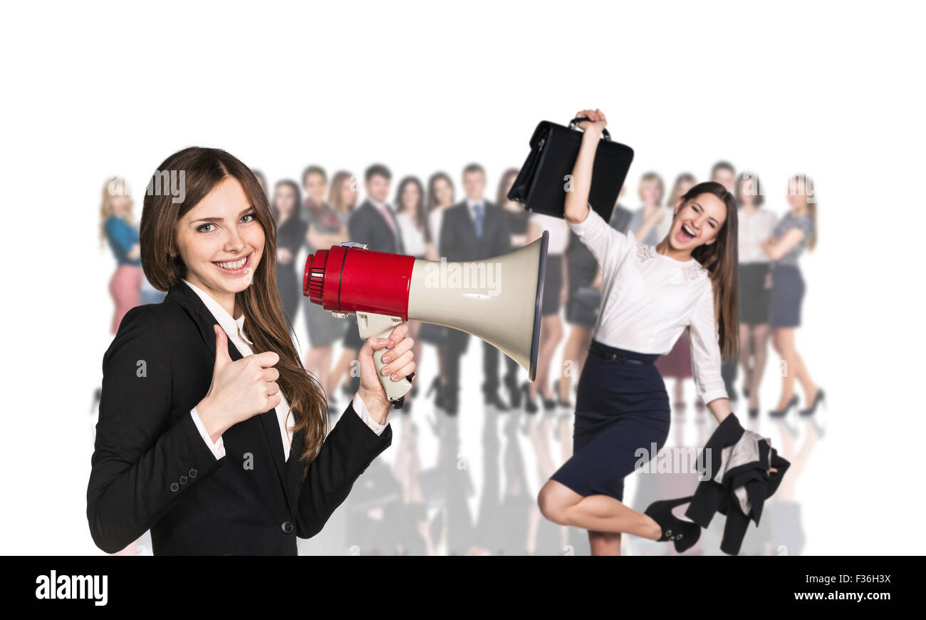 Businesswoman foreground on the blurred people Stock Photo