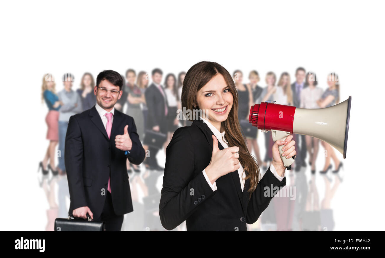 Businesswoman foreground on the blurred people Stock Photo