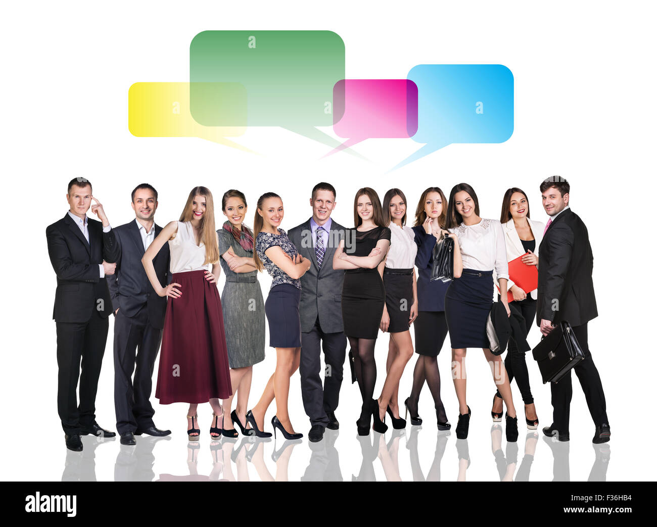 Business people talking with dialog bubbles Stock Photo