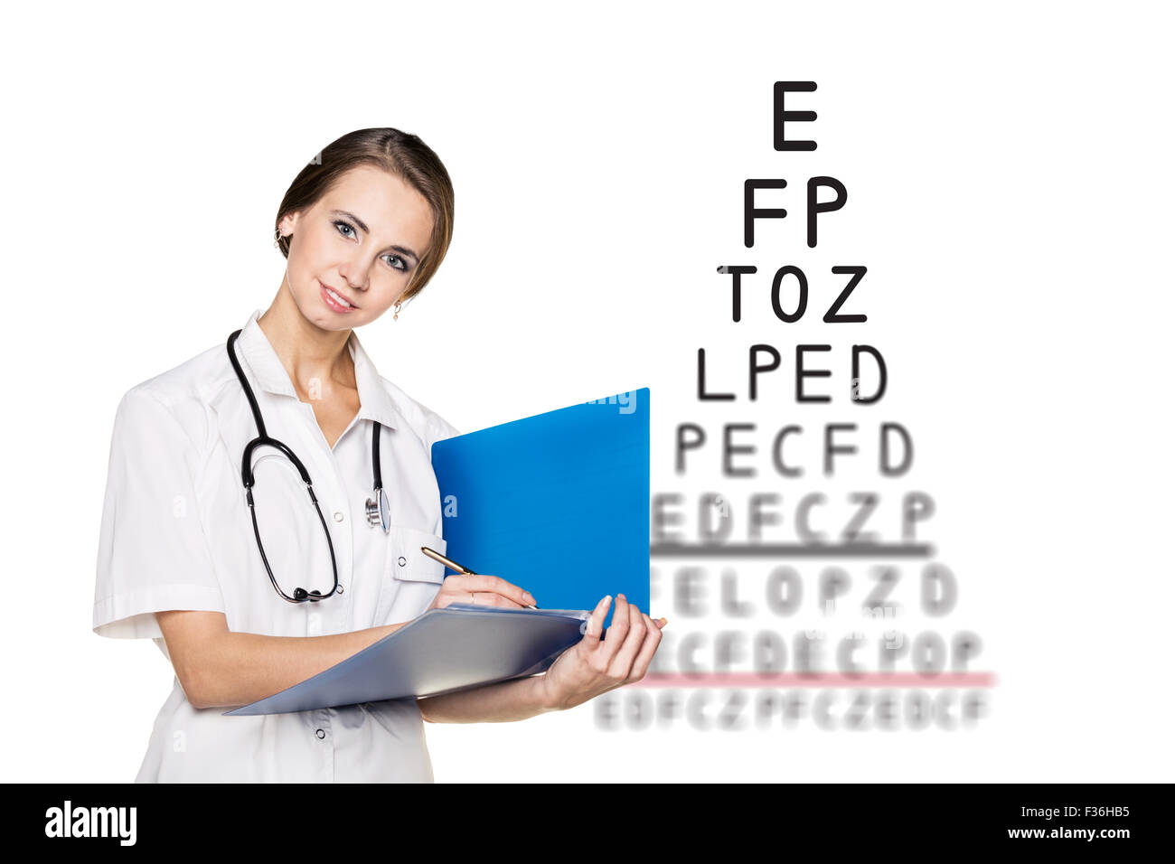 Doctor recording the results an eyesight test Stock Photo