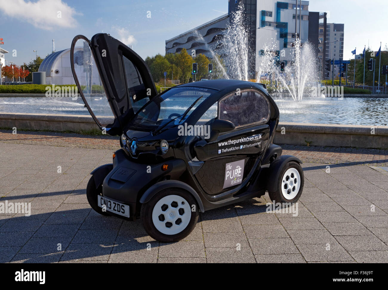 Renault ZE car, Cardiff Bay, Cardiff, Wales. Stock Photo