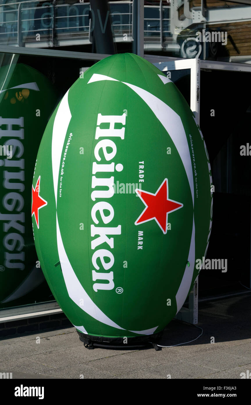 Heineken rugby ball, part of the Rugby World Cup 2015, Cardiff, Wales, UK. Stock Photo