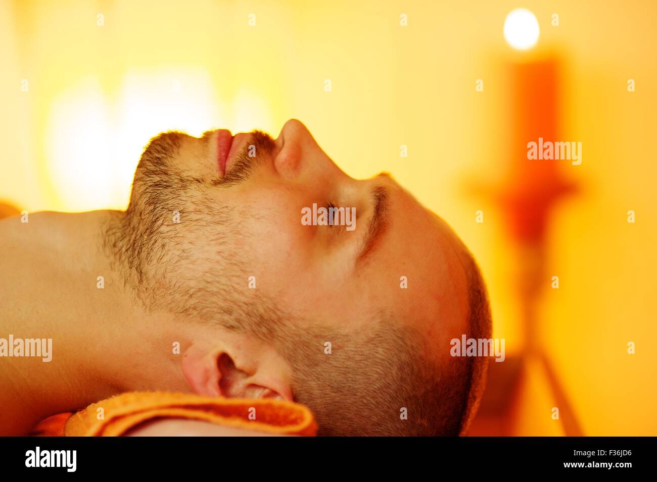 Man relaxing after massage Stock Photo Alamy