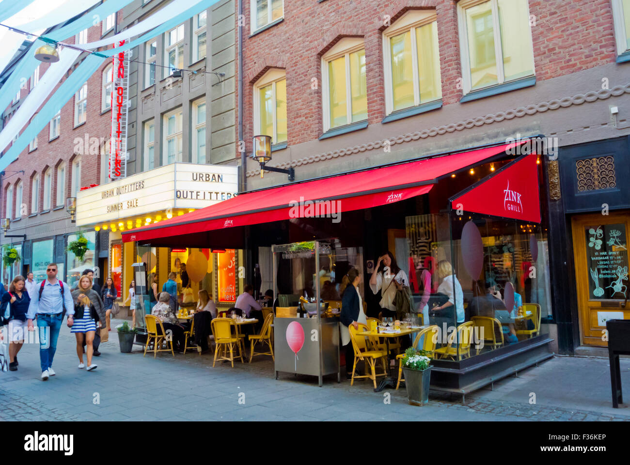 Zink Grill restaurant, Biblioteksgatan, upmarket pedestrian street, Stockholm, Sweden Stock Photo - Alamy