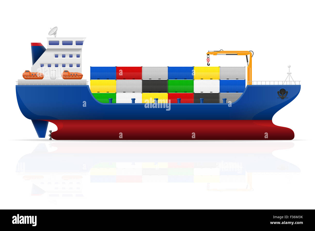 nautical cargo ship illustration isolated on white background Stock ...