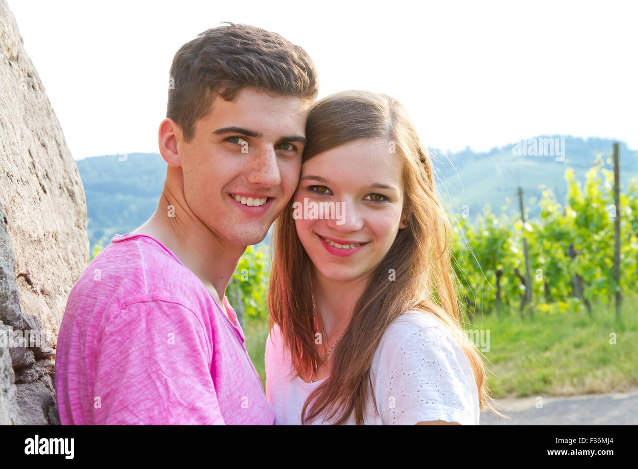 Young love couple in nature Stock Photo