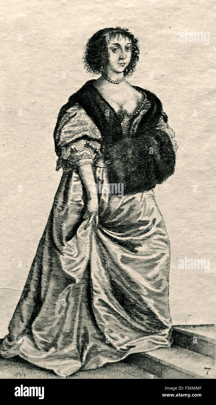FThe Clothing of English Women1640 Wenceslaus Hollar 1607 - 1677 ( Václav Hollar Bohemian etcher, Wenceslaus or Wenceslas in Germany as Wenzel Hollar. Born in Prague and died in London Stock Photo