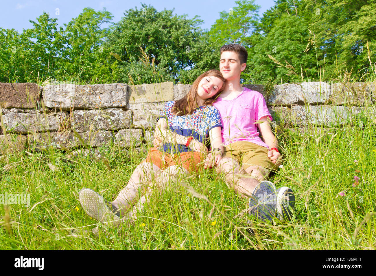 Young love couple in the nature Stock Photo