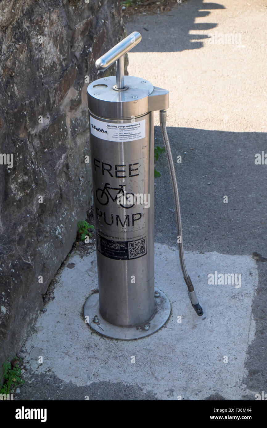 A bicycle pump on the Bristol to Bath Cycleway at Warmley Stock Photo