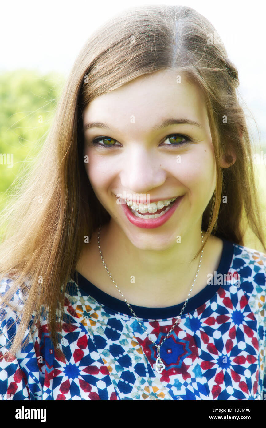 Portrait of a girl with braces Stock Photo