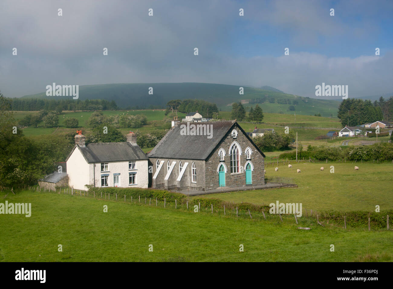 Staylittle Penfforddlas remote mountain village with houses and chapel Powys Mid Wales UK Stock Photo