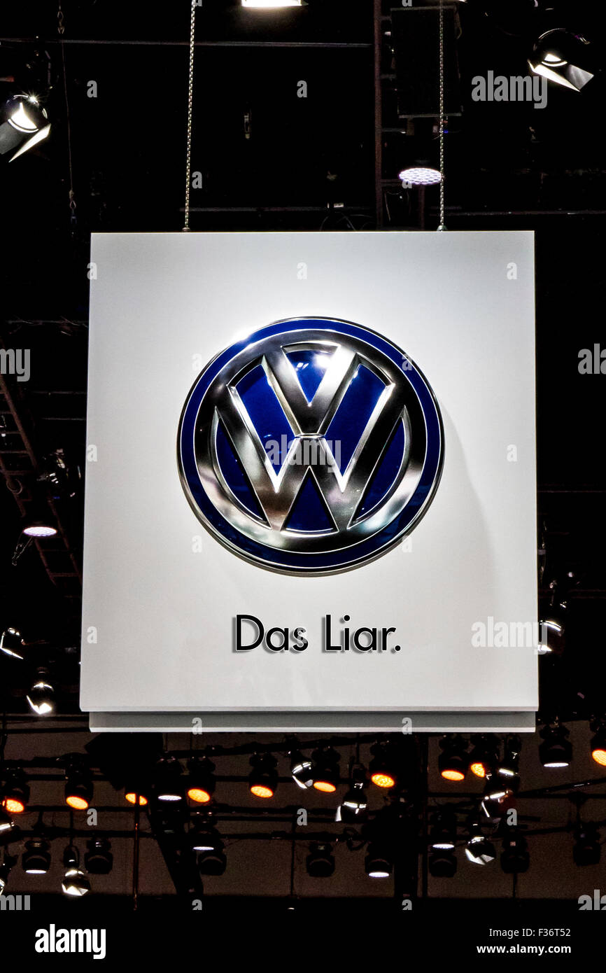 A digitally altered Volkswagen sign from the 2013 Los Angeles Auto Show Stock Photo