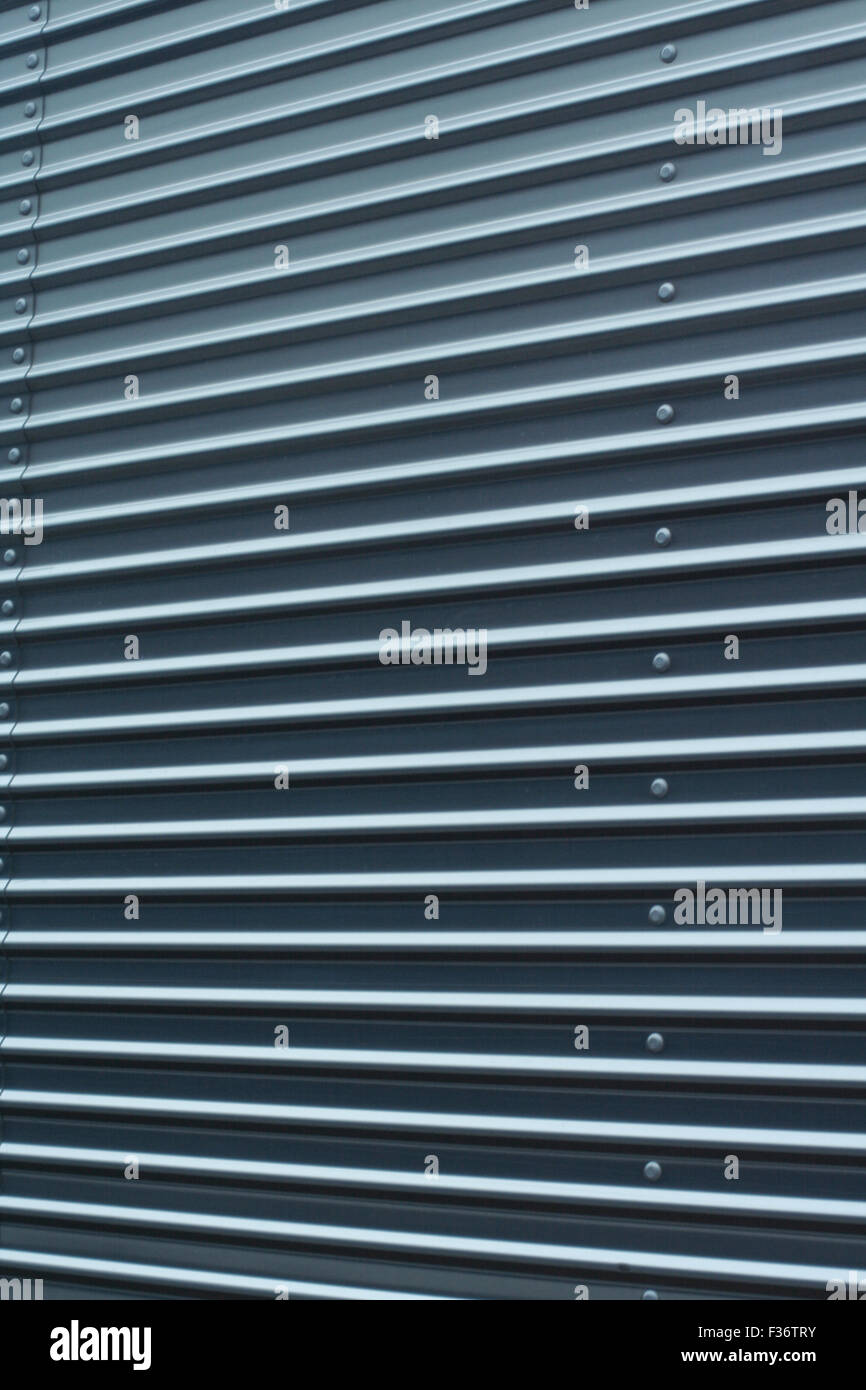 Corrugate aluminum metal panel Stock Photo
