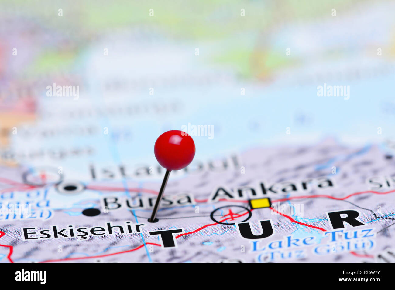 Eskisehir pinned on a map of Asia Stock Photo
