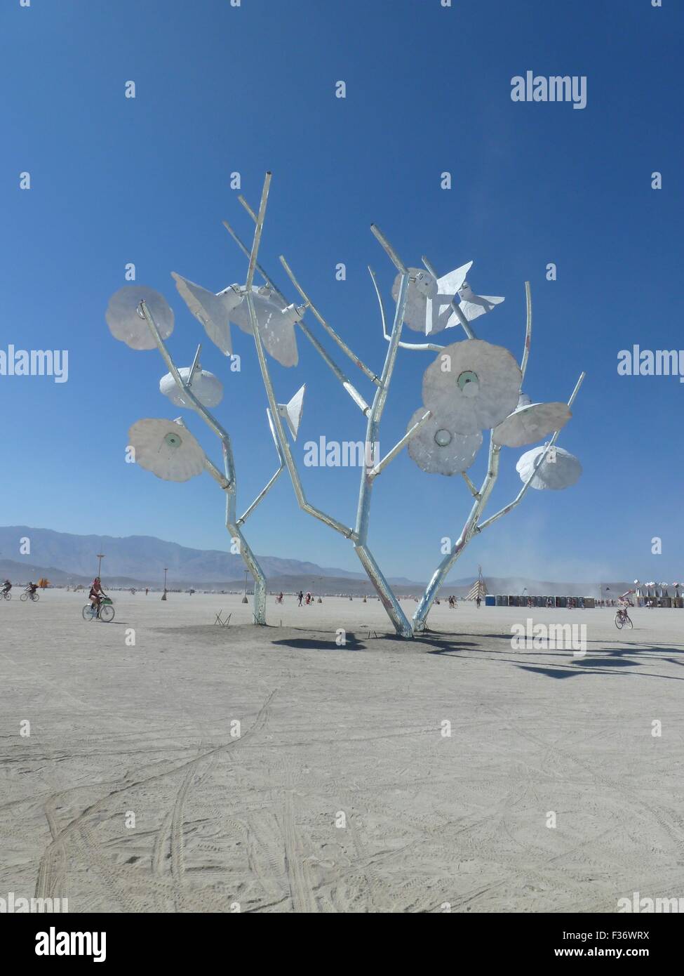 An art installation in the playa during the annual Burning Man festival in the desert August 30, 2012 in Black Rock City, Nevada. Stock Photo