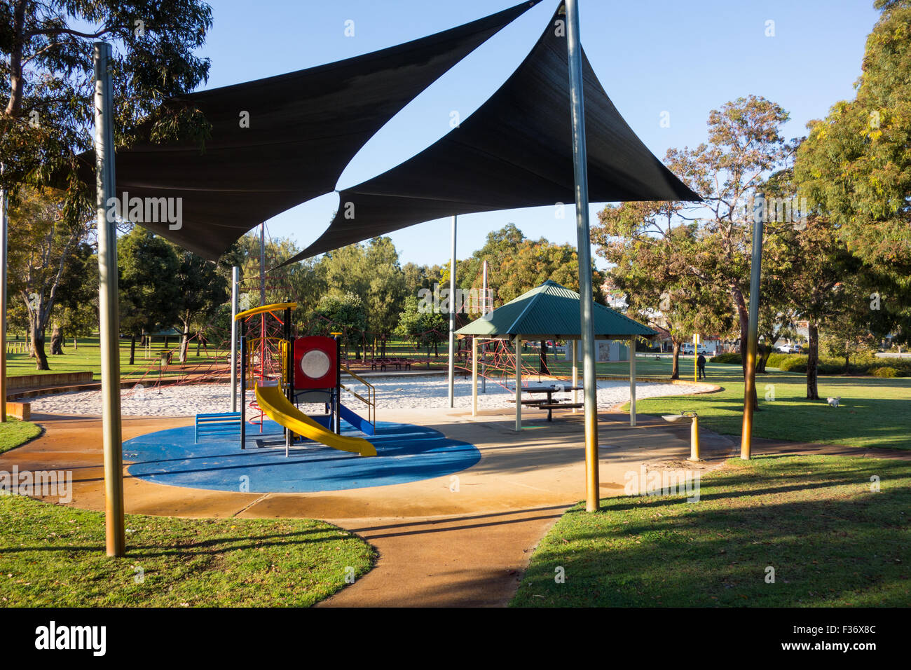 Children's play area in a public park in Perth, Western Australia Stock