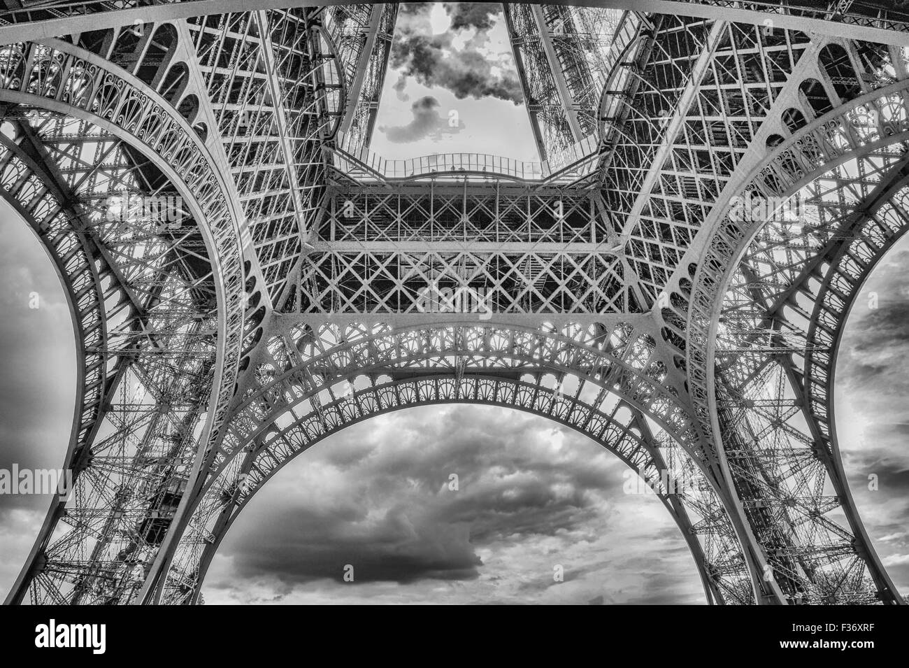 Eiffel tower arch Black and White Stock Photos & Images - Alamy