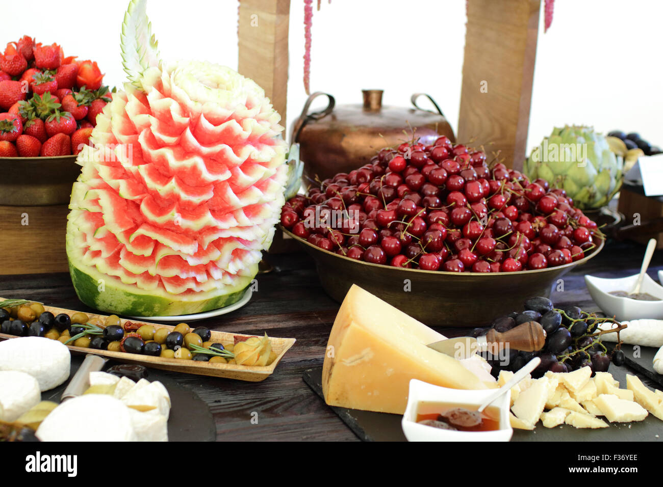 preparation of dishes for buffet Stock Photo Alamy
