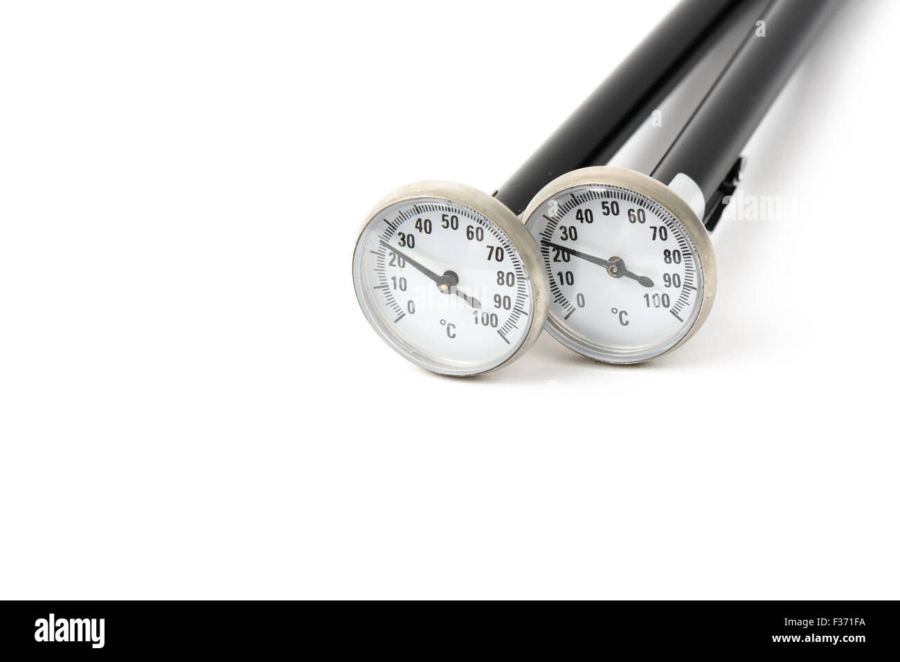 close-up of cooking thermometer and gauge, isolated on white Stock Photo