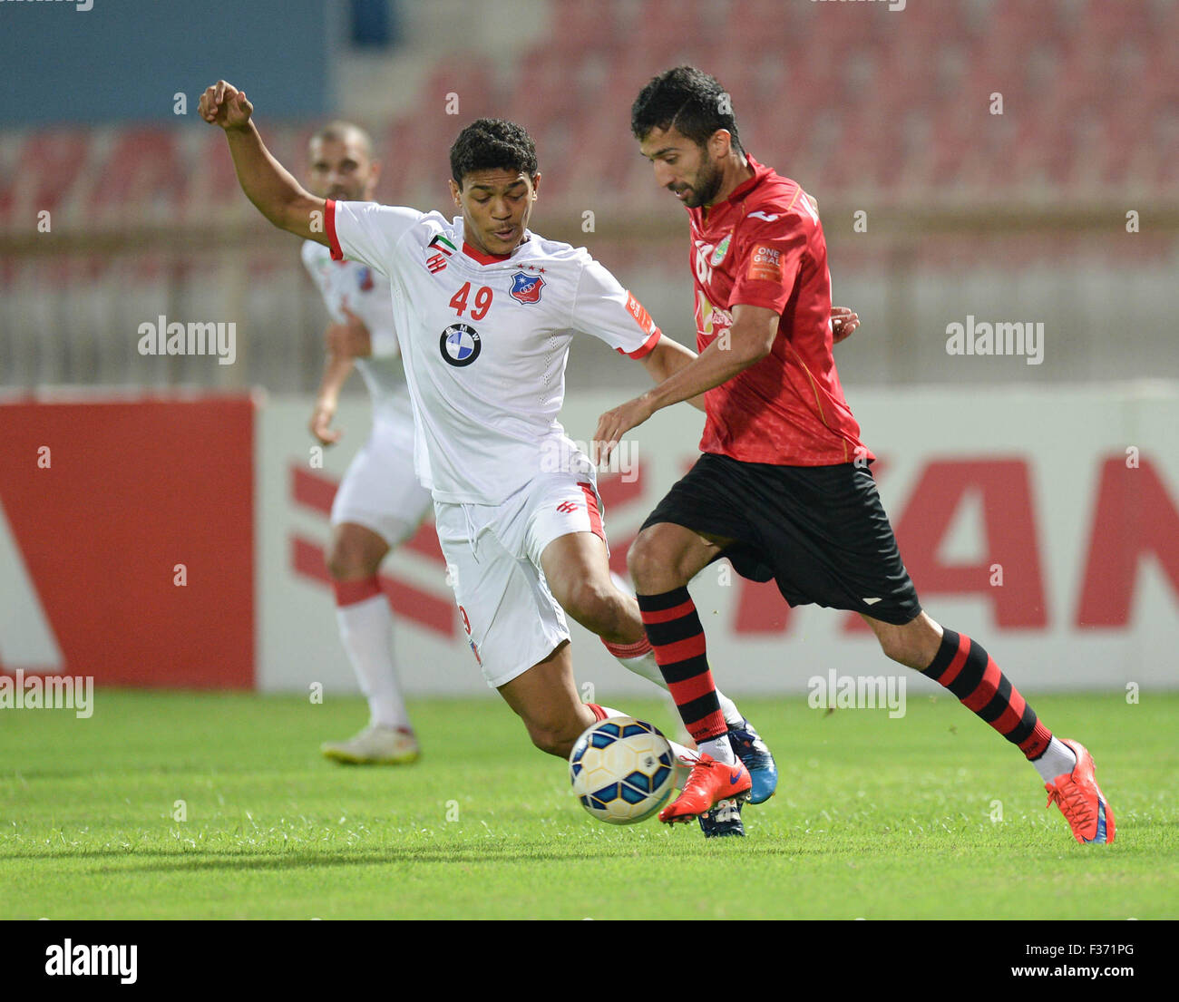 Kuwait City, Kuwait. 30th Sep, 2015. Yousif Alkhebeezi (L) of Kuwait's