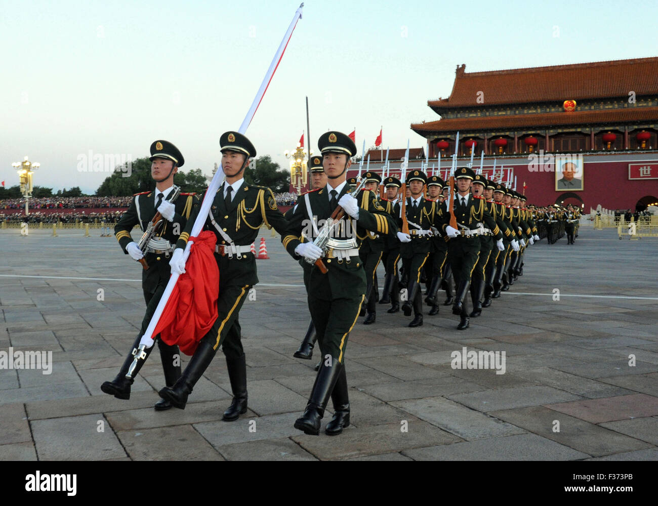 Beijing, China. 1st Oct, 2015. The National Flag Guard escort the ...