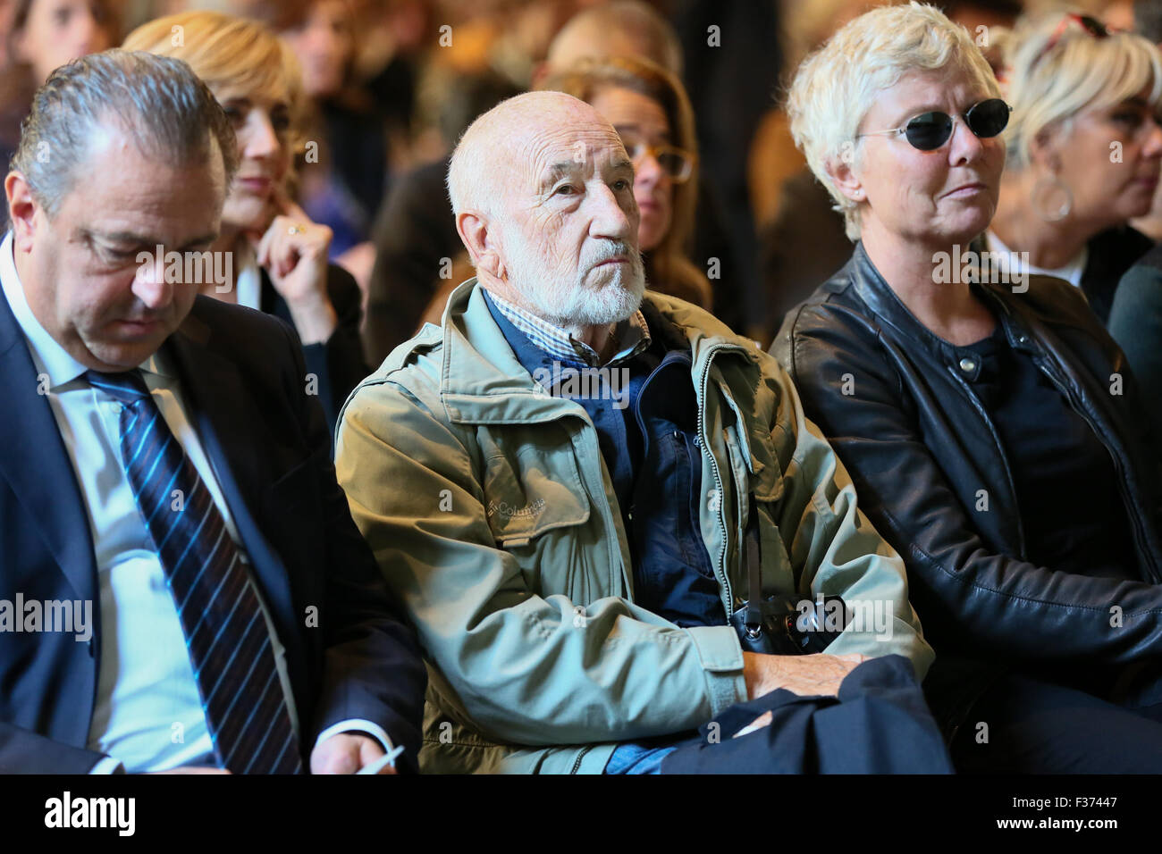 Turin, Italy. 30th Sep, 2015. In photo the photographer Gianni Berengo Gardin. It opened with exhibition 'Ukraine' by Boris Mikhailov, 'Camera' the Italian Center for Photography that puts Turin as a landmark of photography in Italy. © Elena Aquila/Pacific Press/Alamy Live News Stock Photo