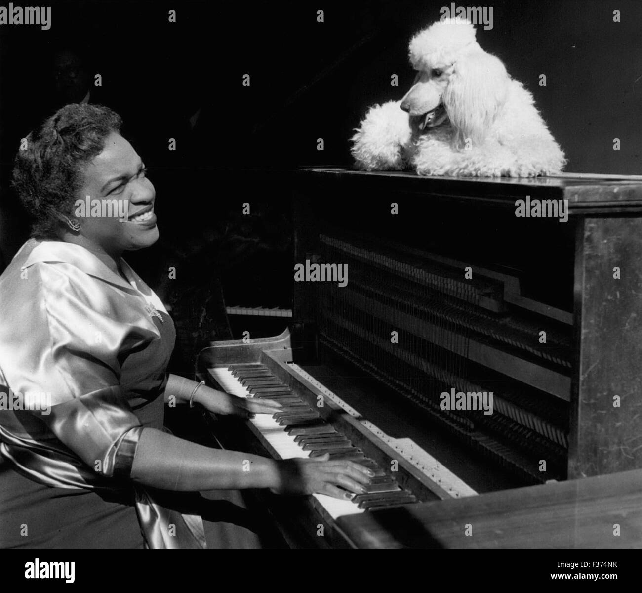 Dec. 26, 1978 - Winifred Atwell: Appreciative audience and stern critic: Her Pet Poodle Nino, likes to rest in the piano top while Winifred is pactising. © Keystone Pictures USA/ZUMAPRESS.com/Alamy Live News Stock Photo