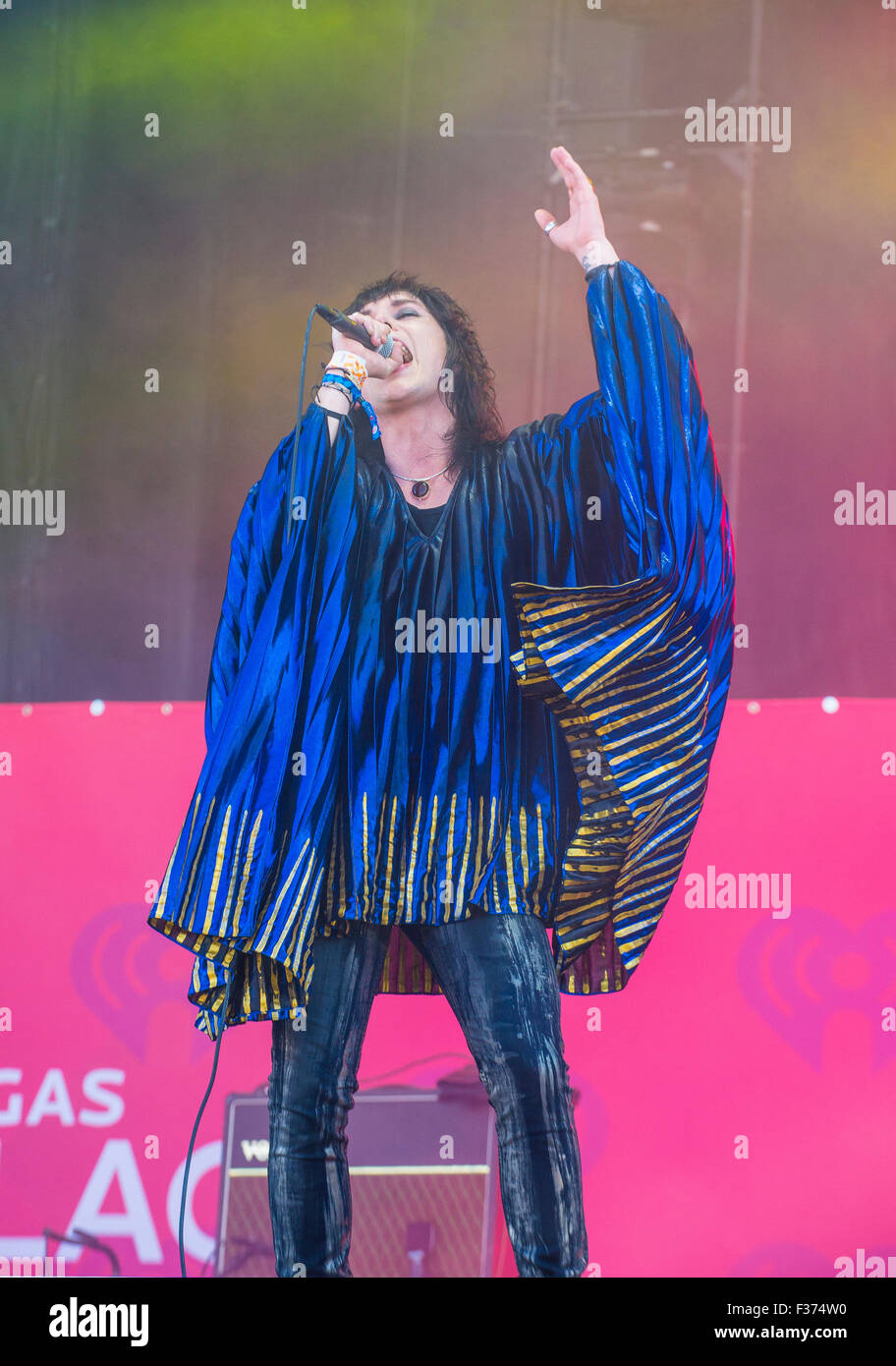 Singer Luke Spiller of The Struts performs onstage at the 2015 iHeartRadio Music Festival at the Las Vegas Village Stock Photo
