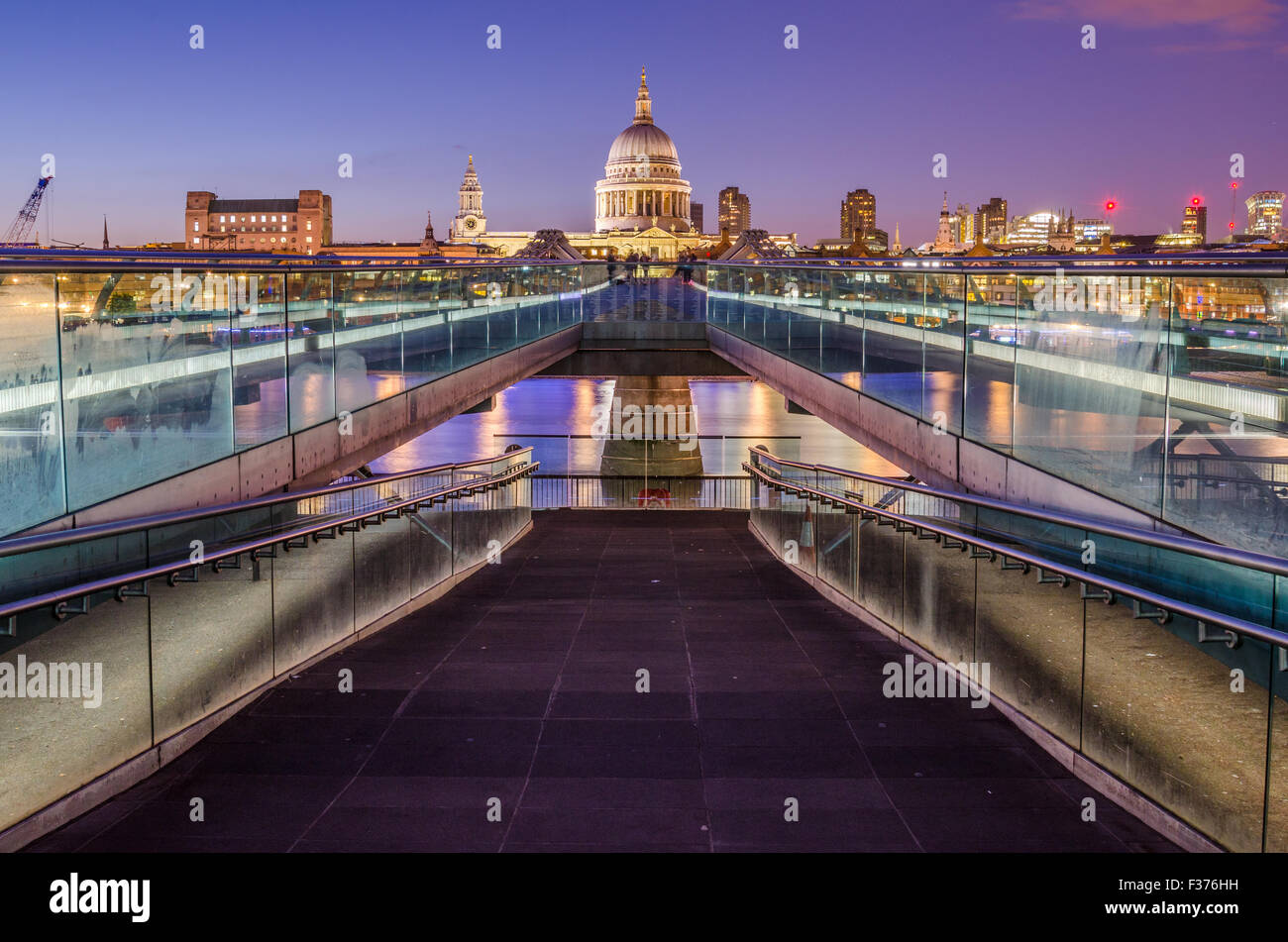 St Paul's Cathedral and the Millennium Bridge in London Stock Photo