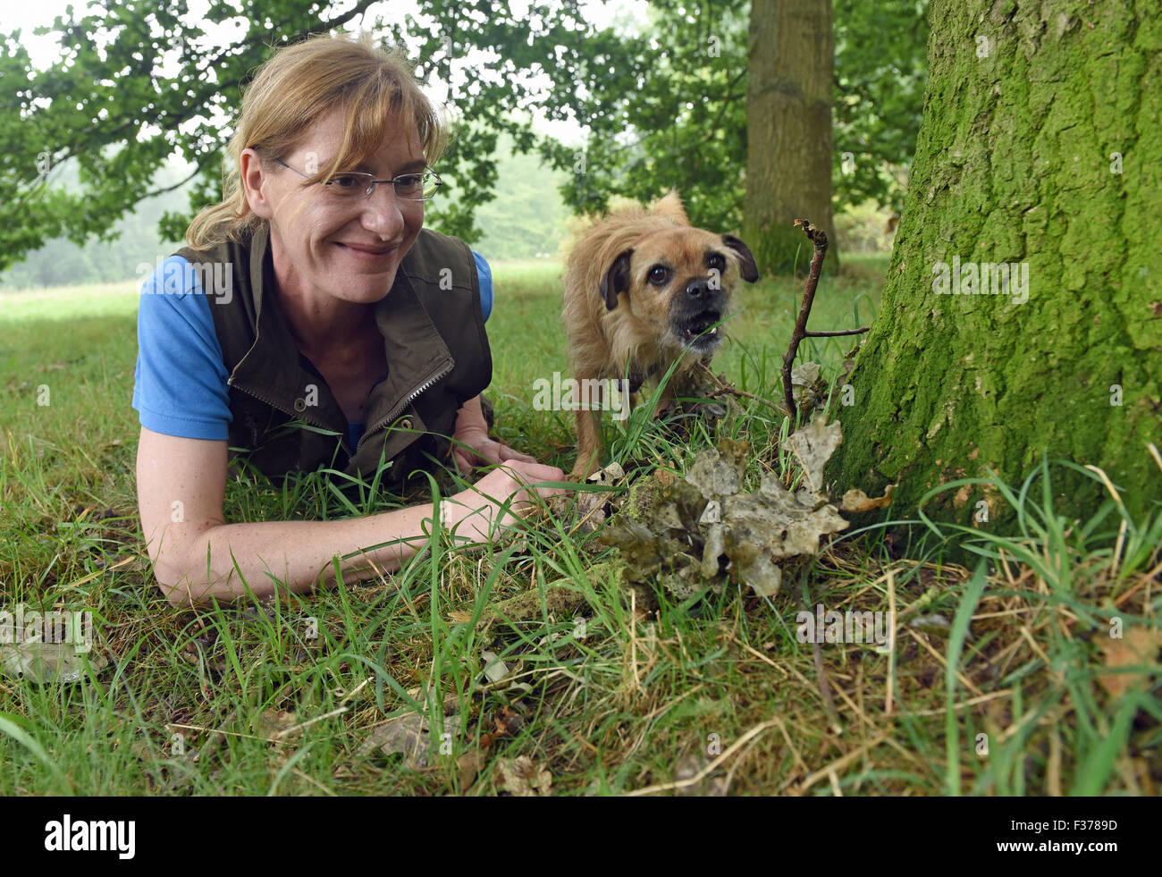 EXCLUSIVE Truffle expert Sabine Hoernicke poses with her dog "Jule" (a