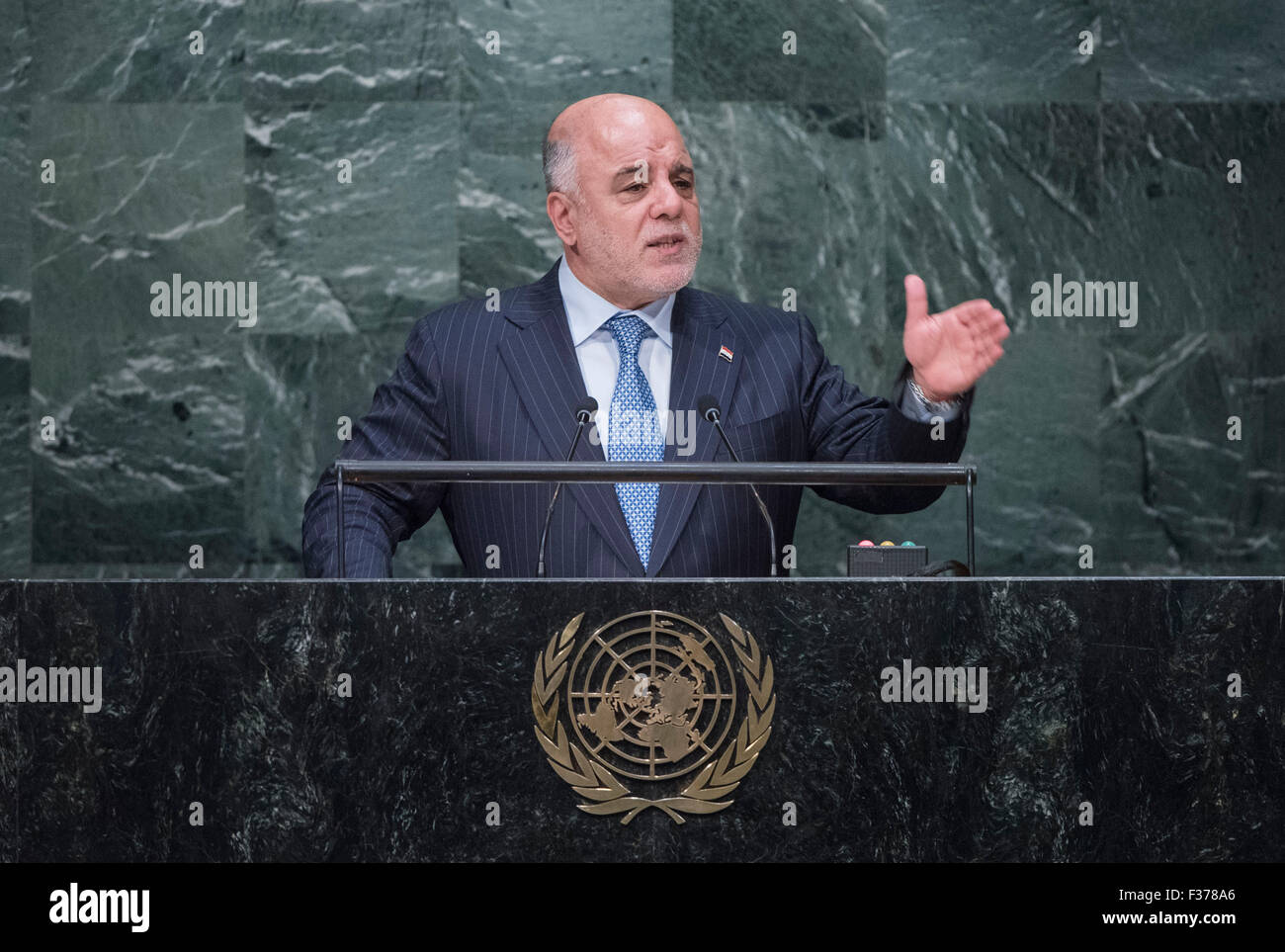 (151001) -- NEW YORK, Oct. 1, 2015 (Xinhua) -- Iraqi Prime Minister ...