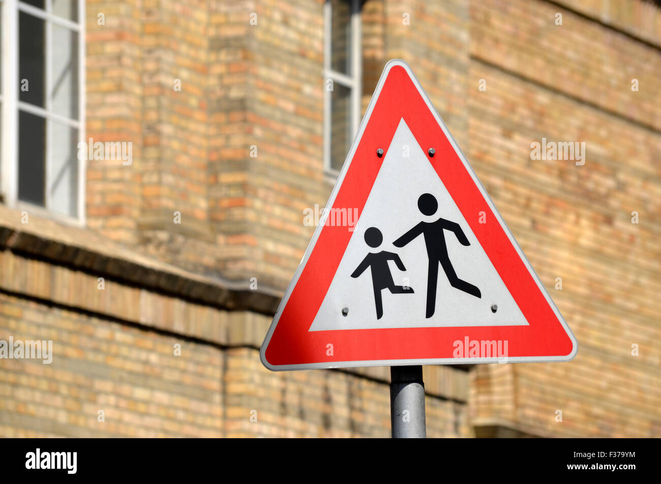 Road sign, warning, children playing, Germany Stock Photo