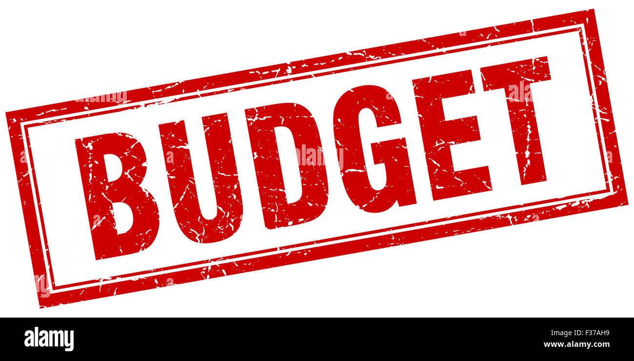 Budget Red budget red square grunge stamp on white Stock Photo - Alamy