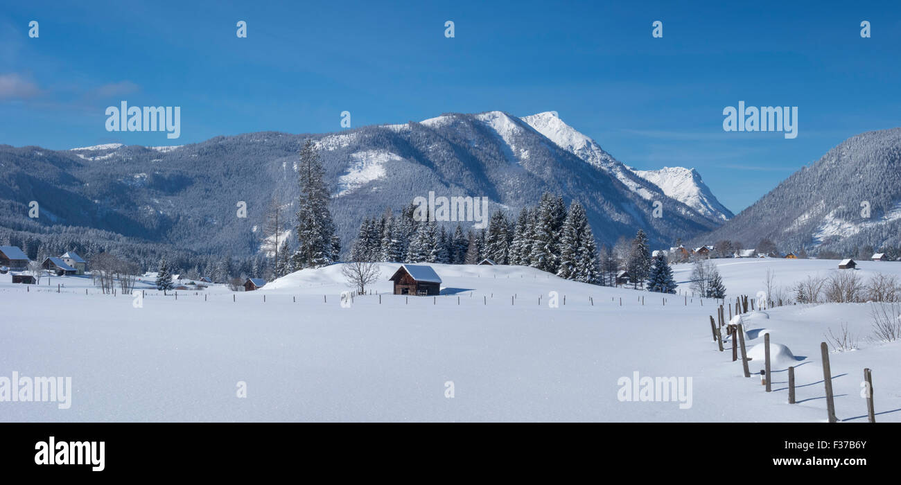 Snowy landscape, cross-country track Ödensee, Bad Mitterndorf, Styria, Austria Stock Photo