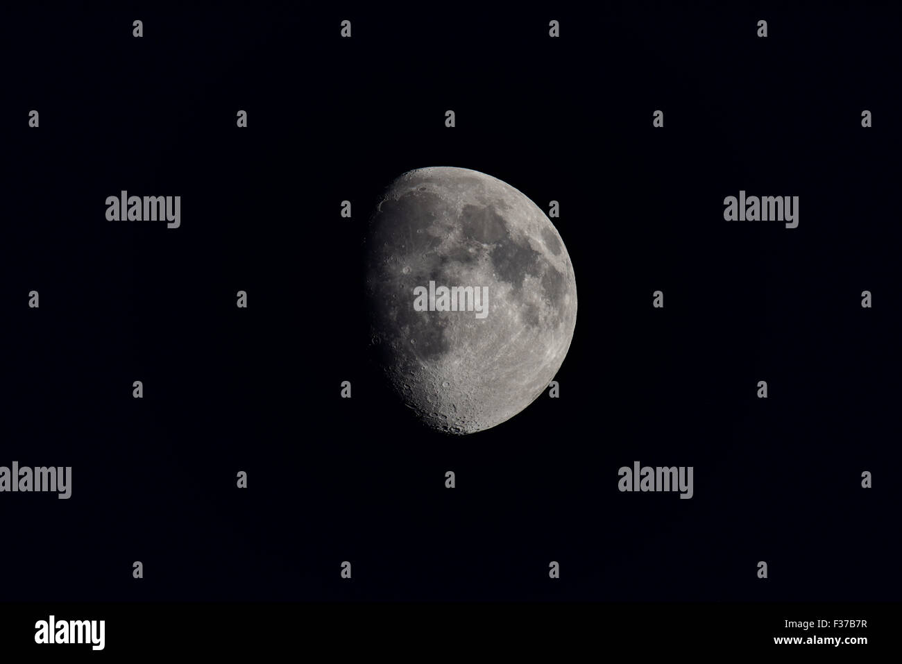 Waxing moon, as seen from the European hemisphere Stock Photo
