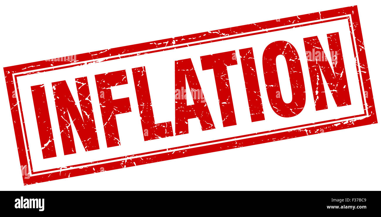 inflation red square grunge stamp on white Stock Photo - Alamy