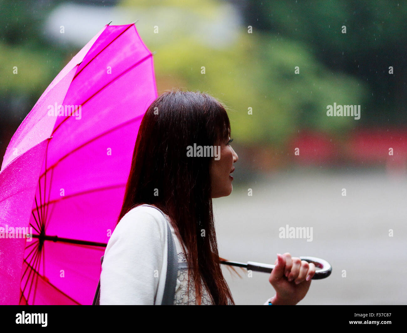 woman with umbrella Stock Photo